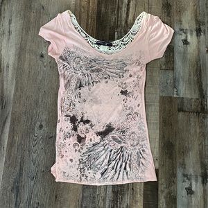 Angels & Diamonds lace back shirt